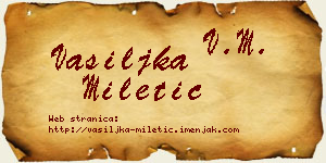 Vasiljka Miletić vizit kartica